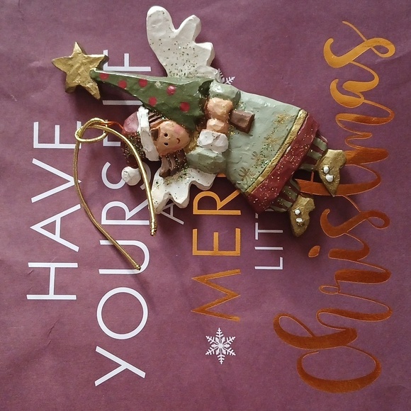 Kurt Adler Christmas Ornament Angel Carrying Christmas Tree Angel Heights - Picture 1 of 13